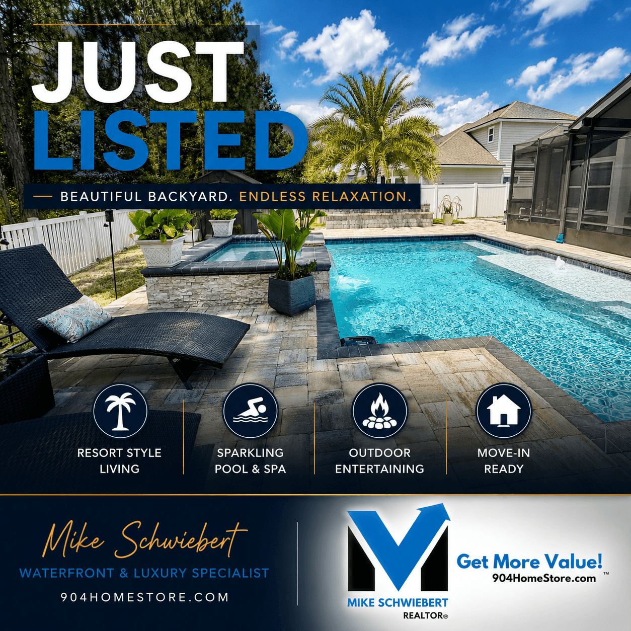 Photo of Luxury Pool and Spa in a Back Yard of a Home for Sale in Yulee Florida at 78643 Goldfinch Ln